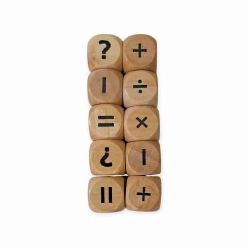 Picture of DICE WOODEN WUTH ARITHMETIC SYMBOLS